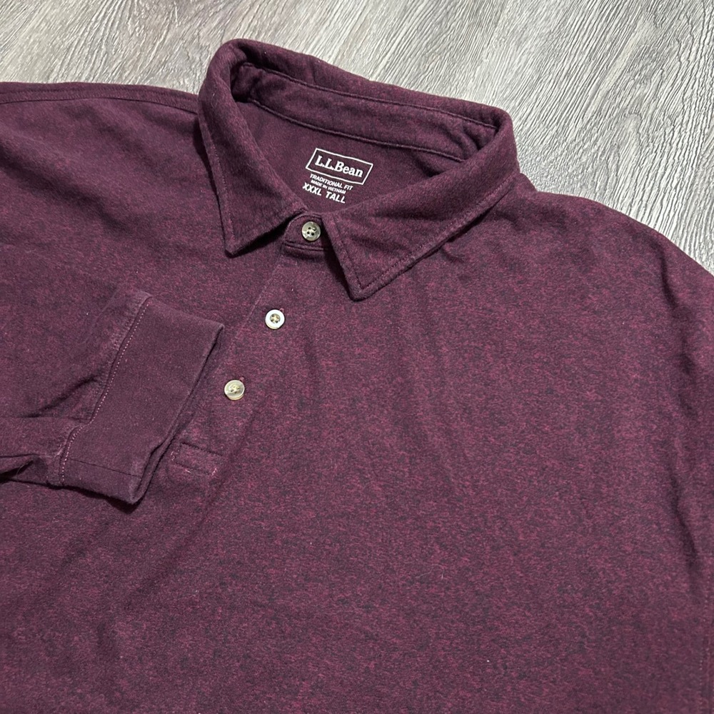 L.L. Bean Carefree Unshrinkable Polo Shirt 3XLT Tall Long Sleeve Traditional Fit